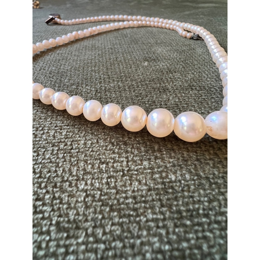 Necklace Amerique Faux Pearl Gold Tone Starburst Clasp 1970s Vintage Jewelry - Picture 5 of 7